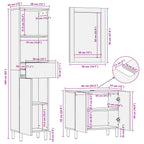Juegos de Baño 3 pcs Acabado de Lavado Madera de mango maciza