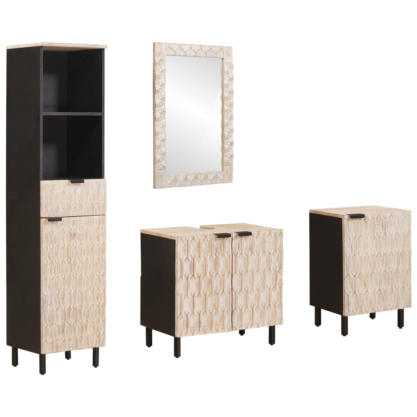 Juegos de Baño 4 pcs Acabado de Lavado Madera de mango maciza