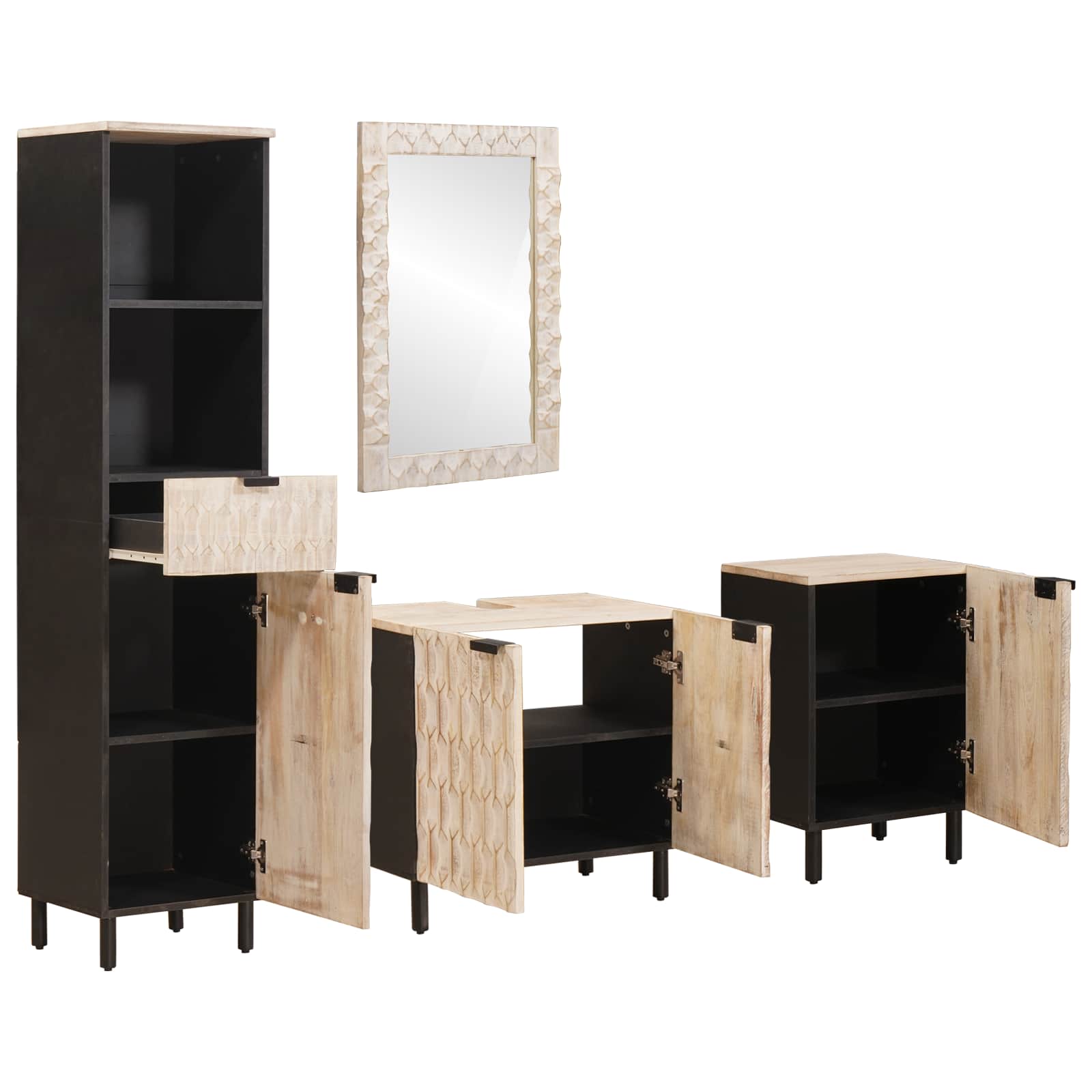 Juegos de Baño 4 pcs Acabado de Lavado Madera de mango maciza