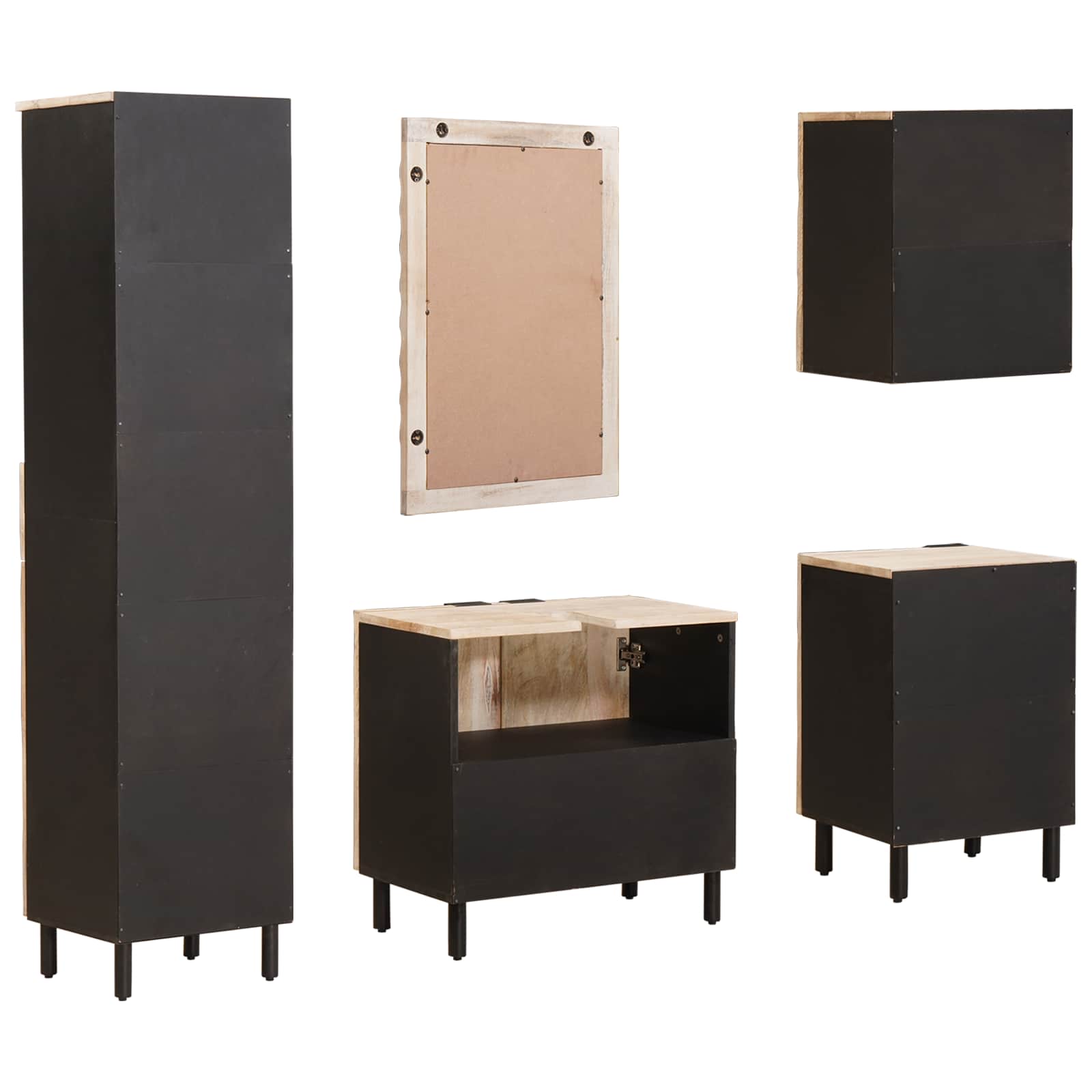 Juegos de Baño 5 pcs Acabado de Lavado Madera de mango maciza