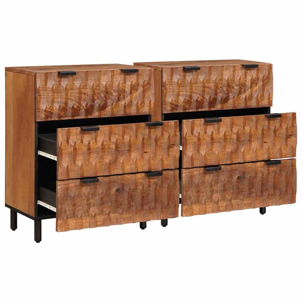Aparador 2 pcs Acabado de Acacia Marrón 60 x 33 x 75 cm