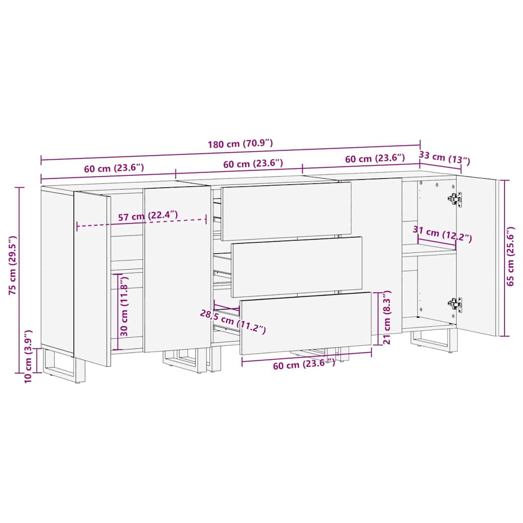 Juego de muebles de baño 3 pcs Marrón Madera de ingeniería