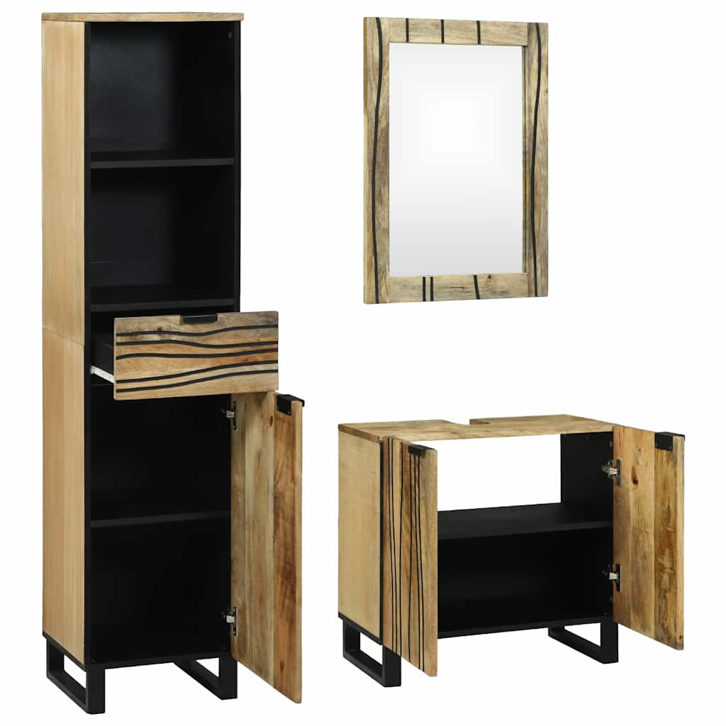 Juego de muebles de baño 3 pcs Marrón Madera de ingeniería