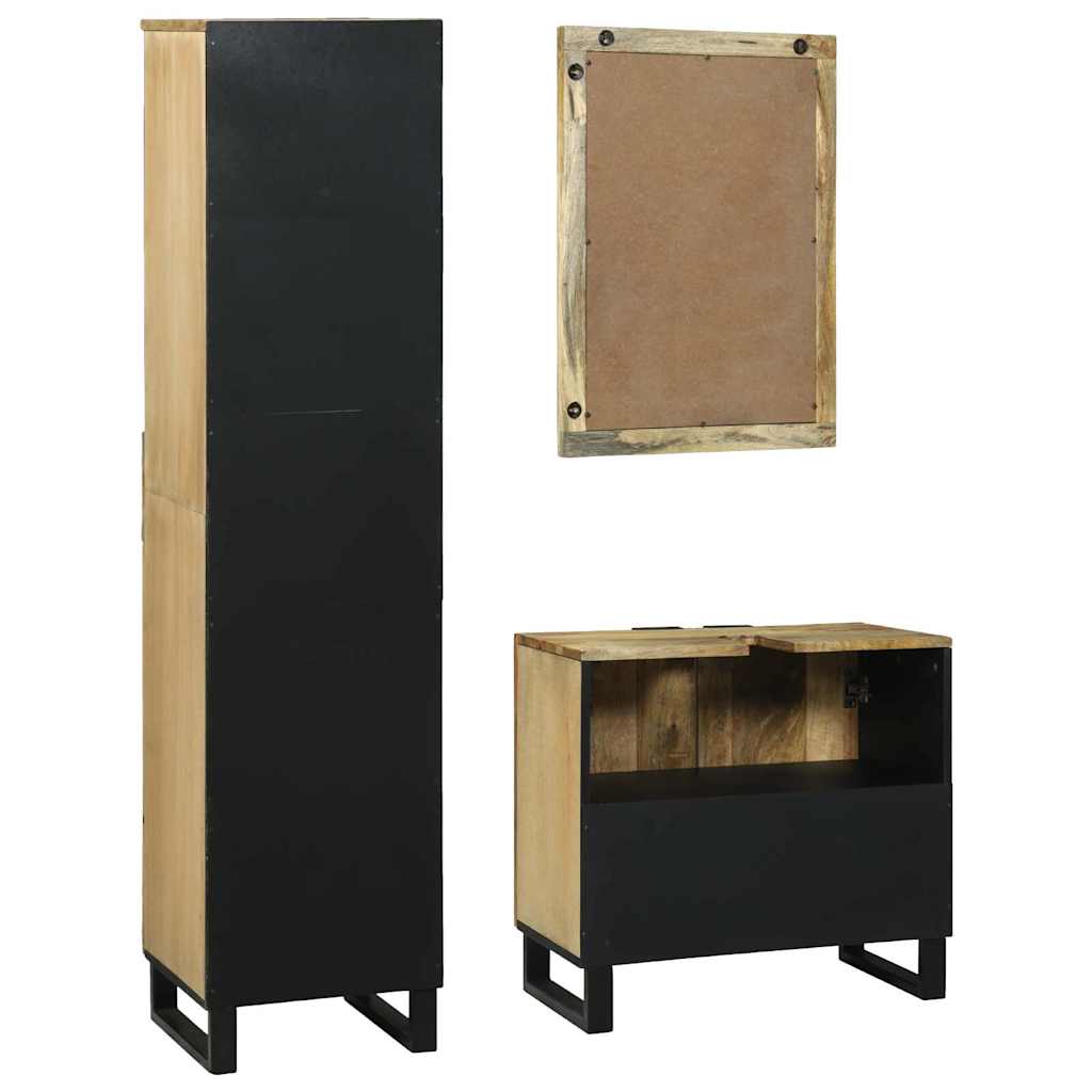 Juego de muebles de baño 3 pcs Marrón Madera de ingeniería