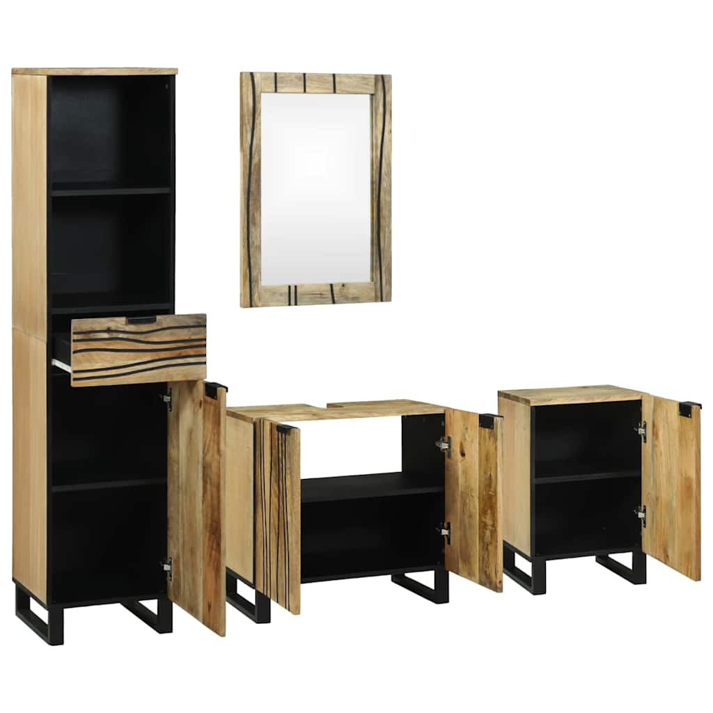 Juego de muebles de baño 4 pcs Marrón Madera de ingeniería
