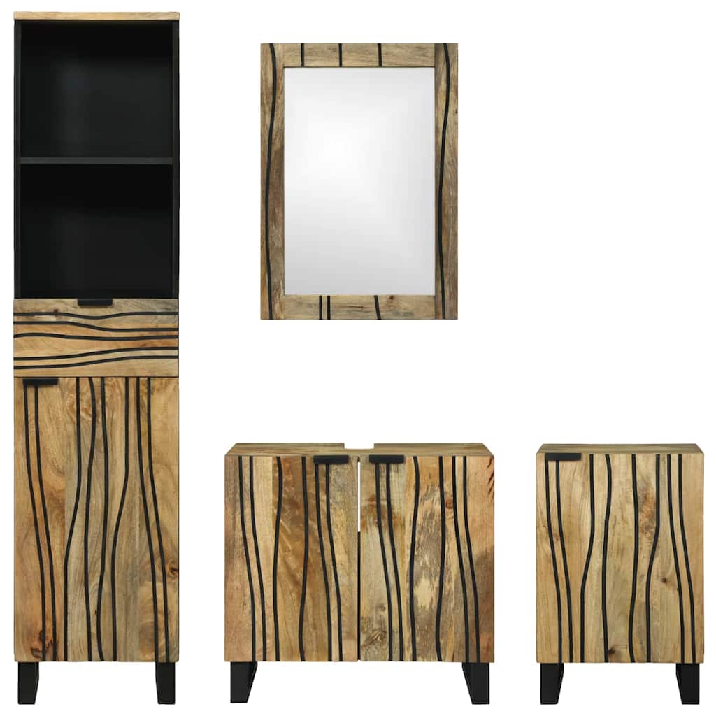 Juego de muebles de baño 4 pcs Marrón Madera de ingeniería