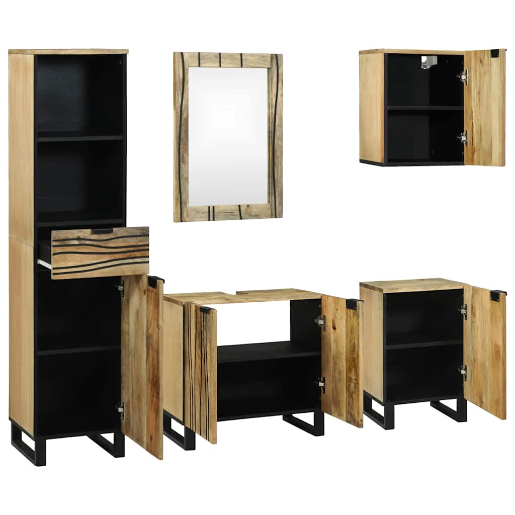 Juego de muebles de baño 5 pcs Marrón Madera de ingeniería