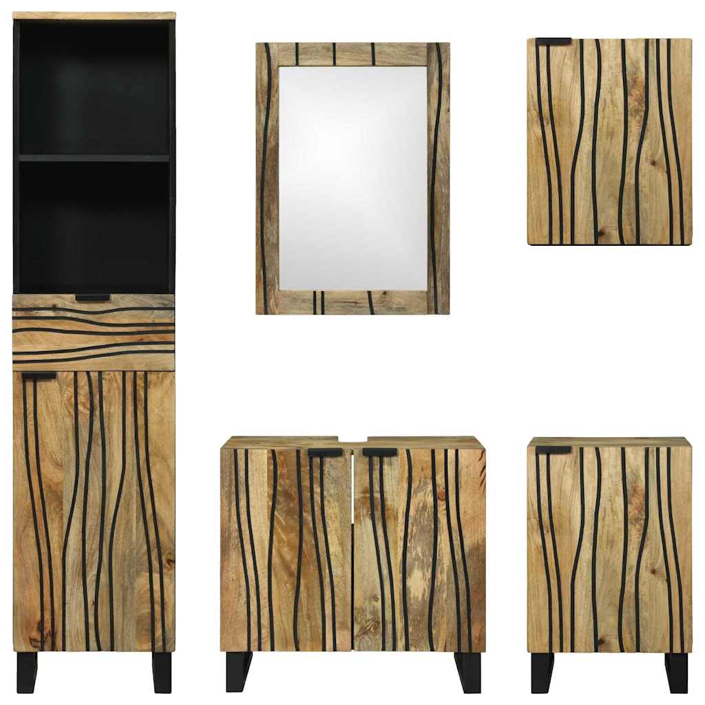Juego de muebles de baño 5 pcs Marrón Madera de ingeniería