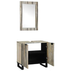 Juego de Muebles de Baño 2 pcs Blanco Madera de mango maciza