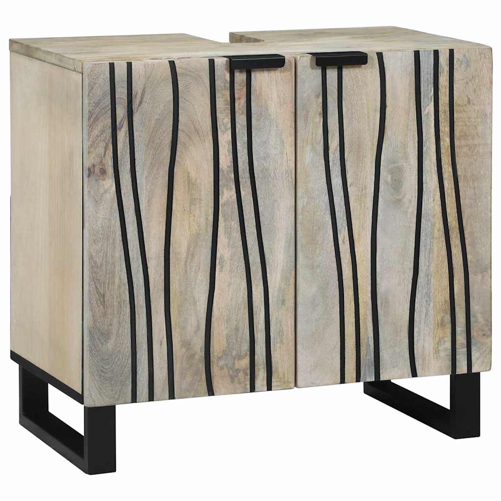 Juego de Muebles de Baño 2 pcs Blanco Madera de mango maciza