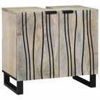 Juego de Muebles de Baño 2 pcs Blanco Madera de mango maciza