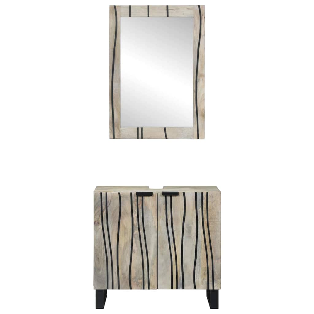 Juego de Muebles de Baño 2 pcs Blanco Madera de mango maciza