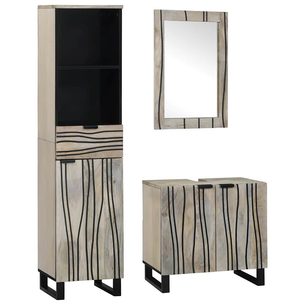 Juego de muebles de baño 3 pcs Marrón Madera de ingeniería