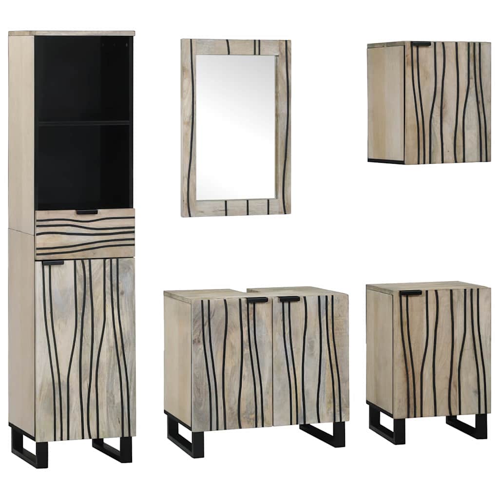 Juego de muebles de baño con cajón 5 pcs Madera de ingeniería