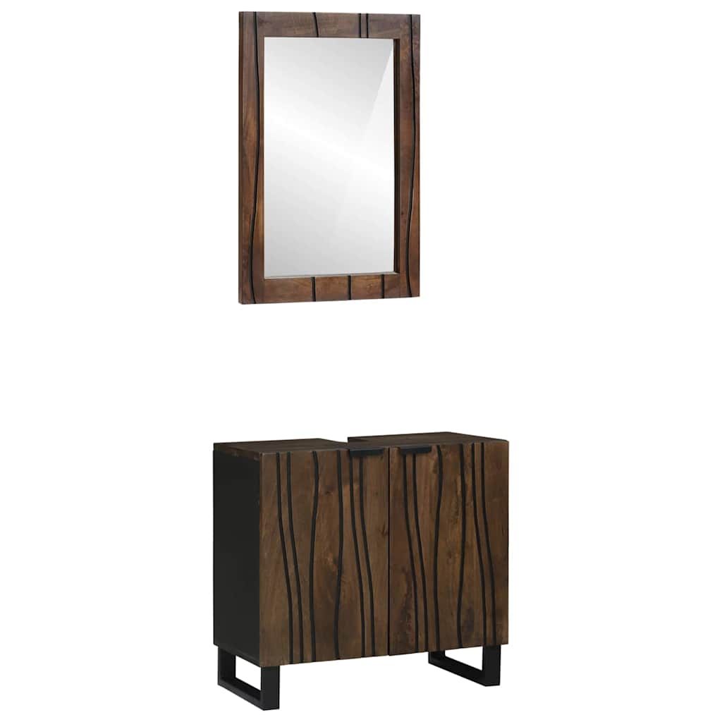 Juego de Muebles de Baño 2 pcs Blanco Madera de mango maciza