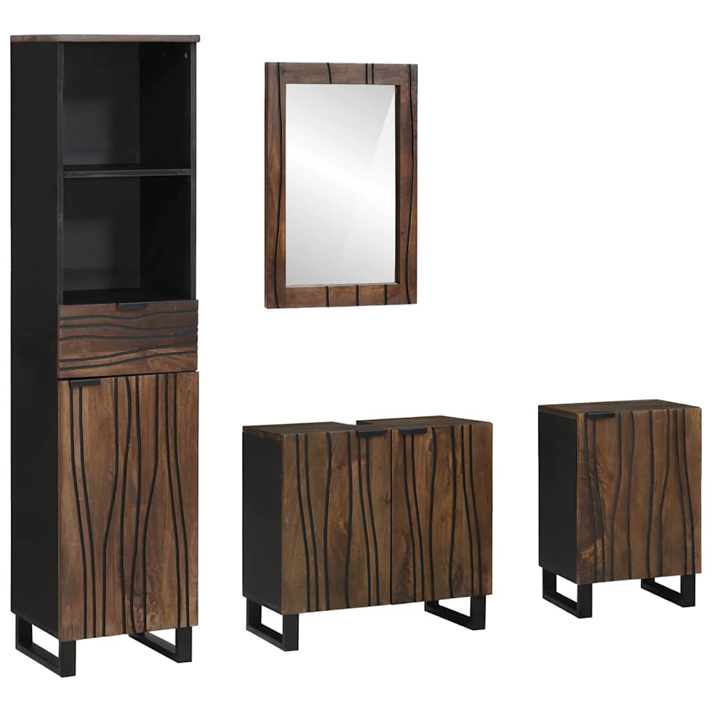 Juego de muebles de baño con cajón 4 pcs Madera de ingeniería