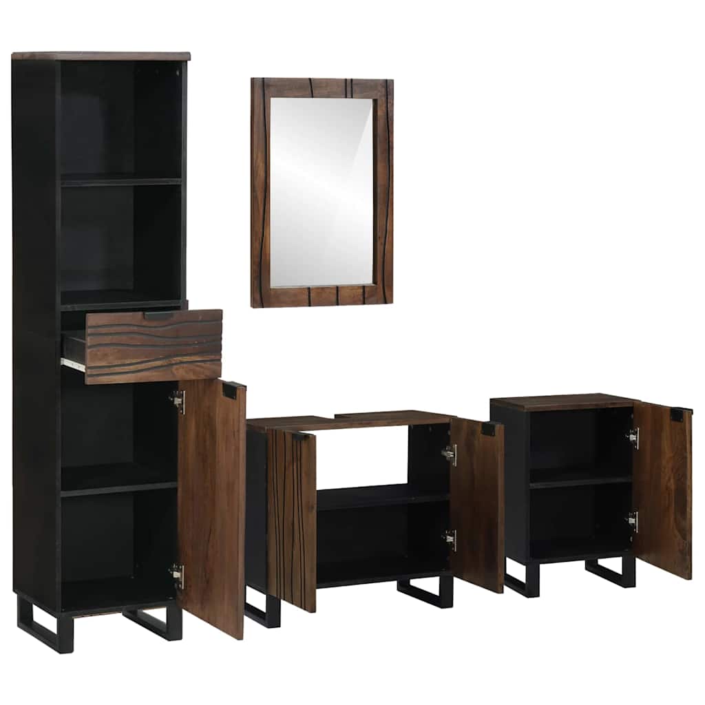 Juego de muebles de baño con cajón 4 pcs Madera de ingeniería