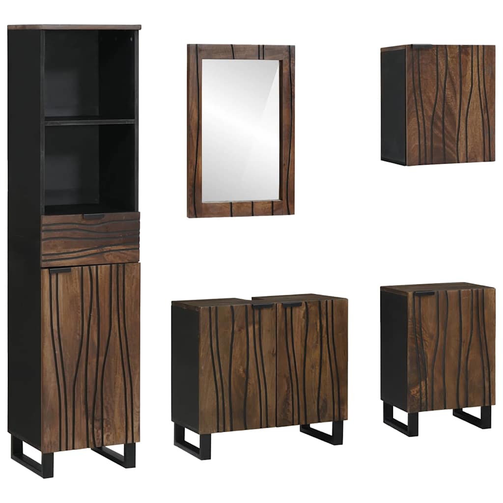 Juego de muebles de baño con cajón 5 pcs Madera de ingeniería