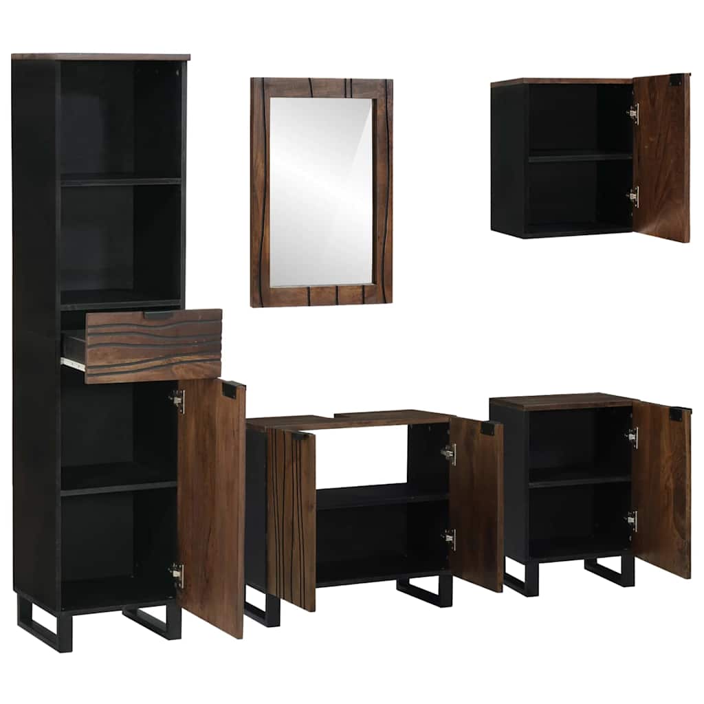 Juego de muebles de baño con cajón 5 pcs Madera de ingeniería