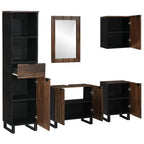 Juego de muebles de baño con cajón 5 pcs Madera de ingeniería