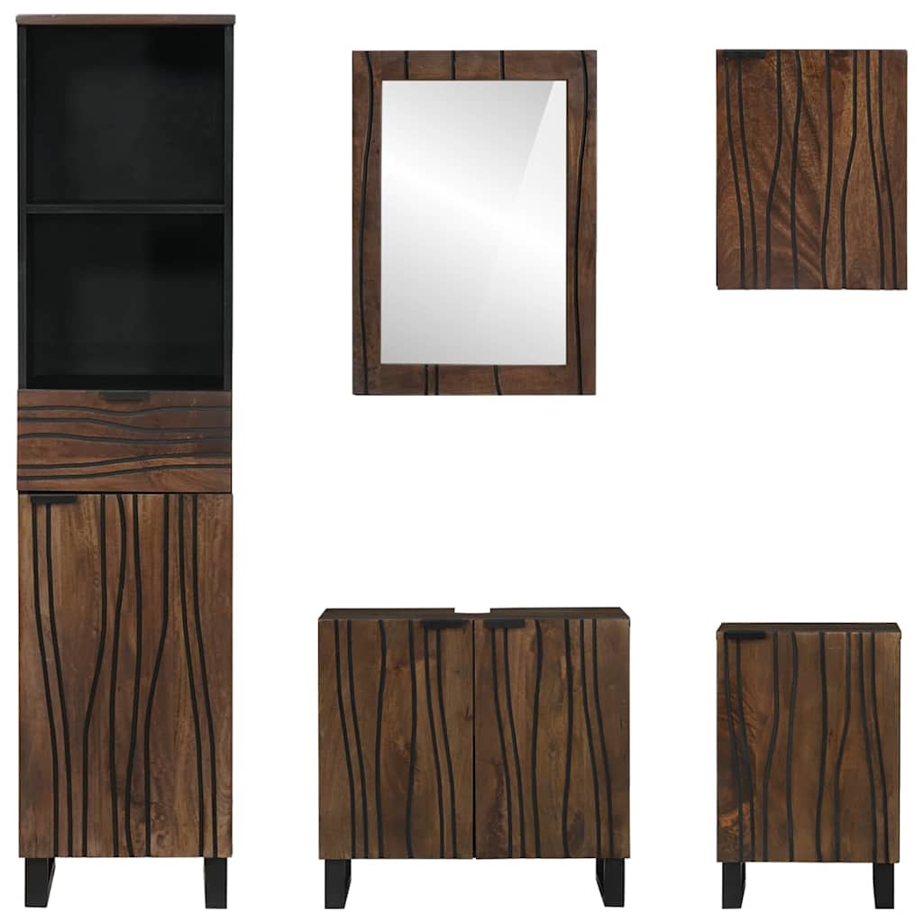 Juego de muebles de baño con cajón 5 pcs Madera de ingeniería