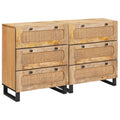 Aparador 2 pcs Marrón 60 x 33 x 75 cm Madera de mango maciza