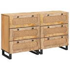 Aparador 2 pcs Marrón 60 x 33 x 75 cm Madera de mango maciza