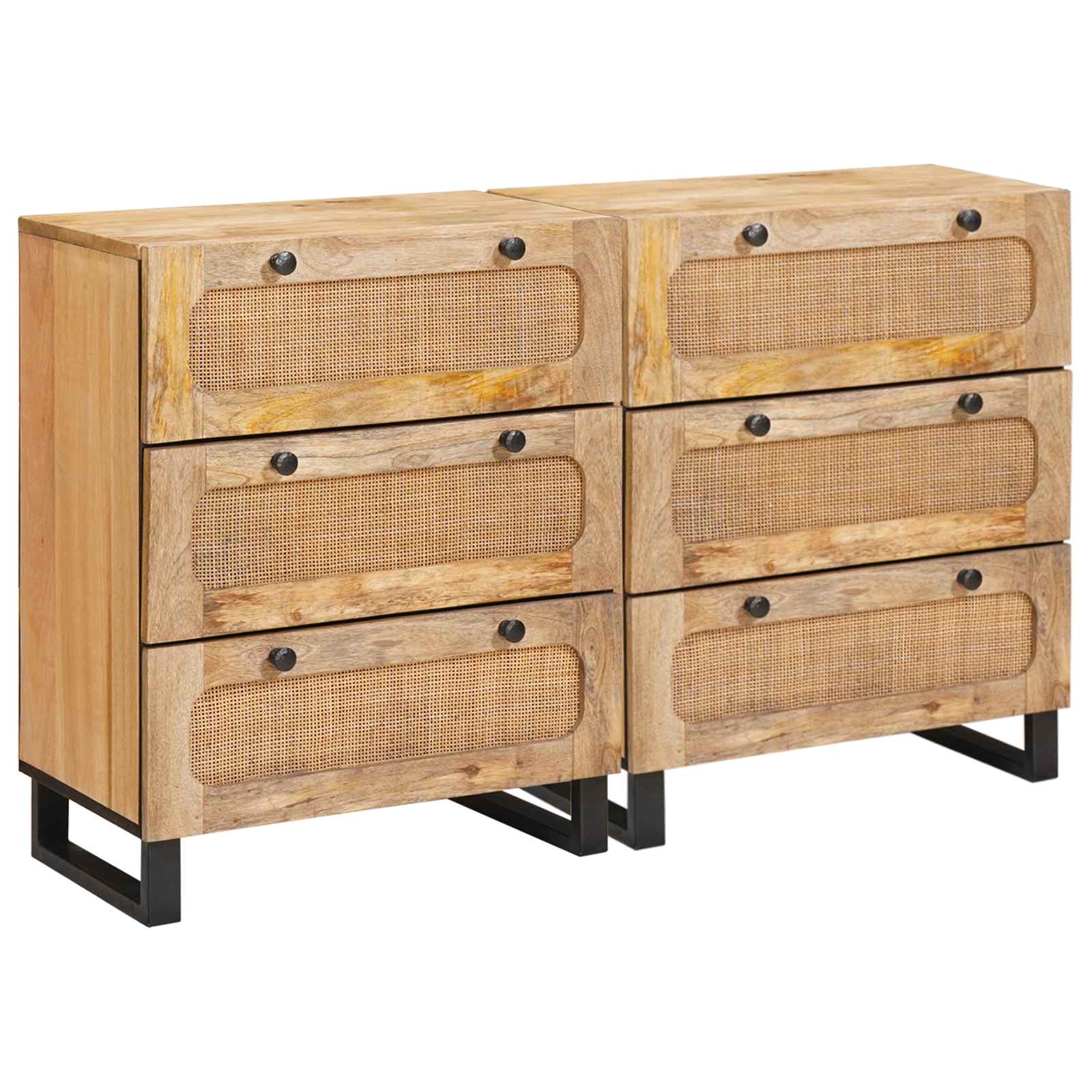 Aparador 2 pcs Marrón 60 x 33 x 75 cm Madera de mango maciza
