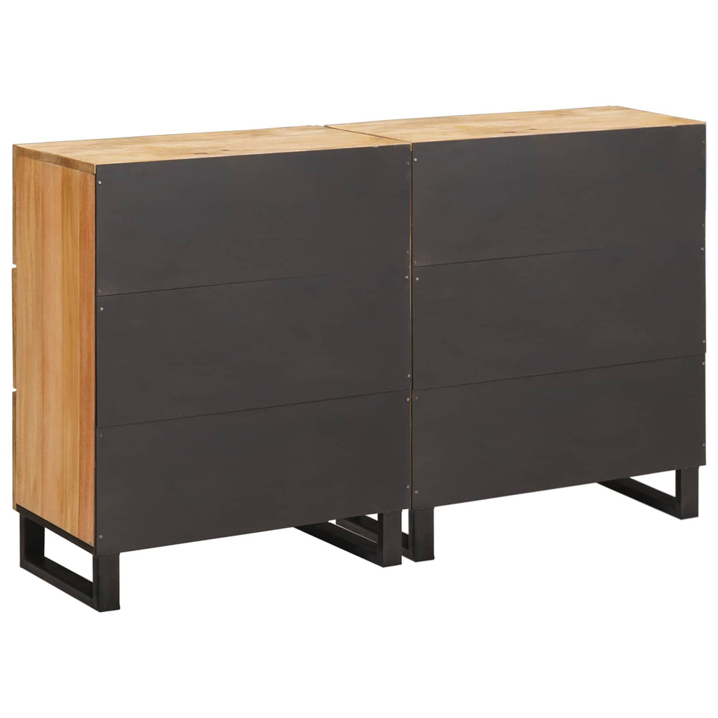Aparador 2 pcs Marrón 60 x 33 x 75 cm Madera de mango maciza