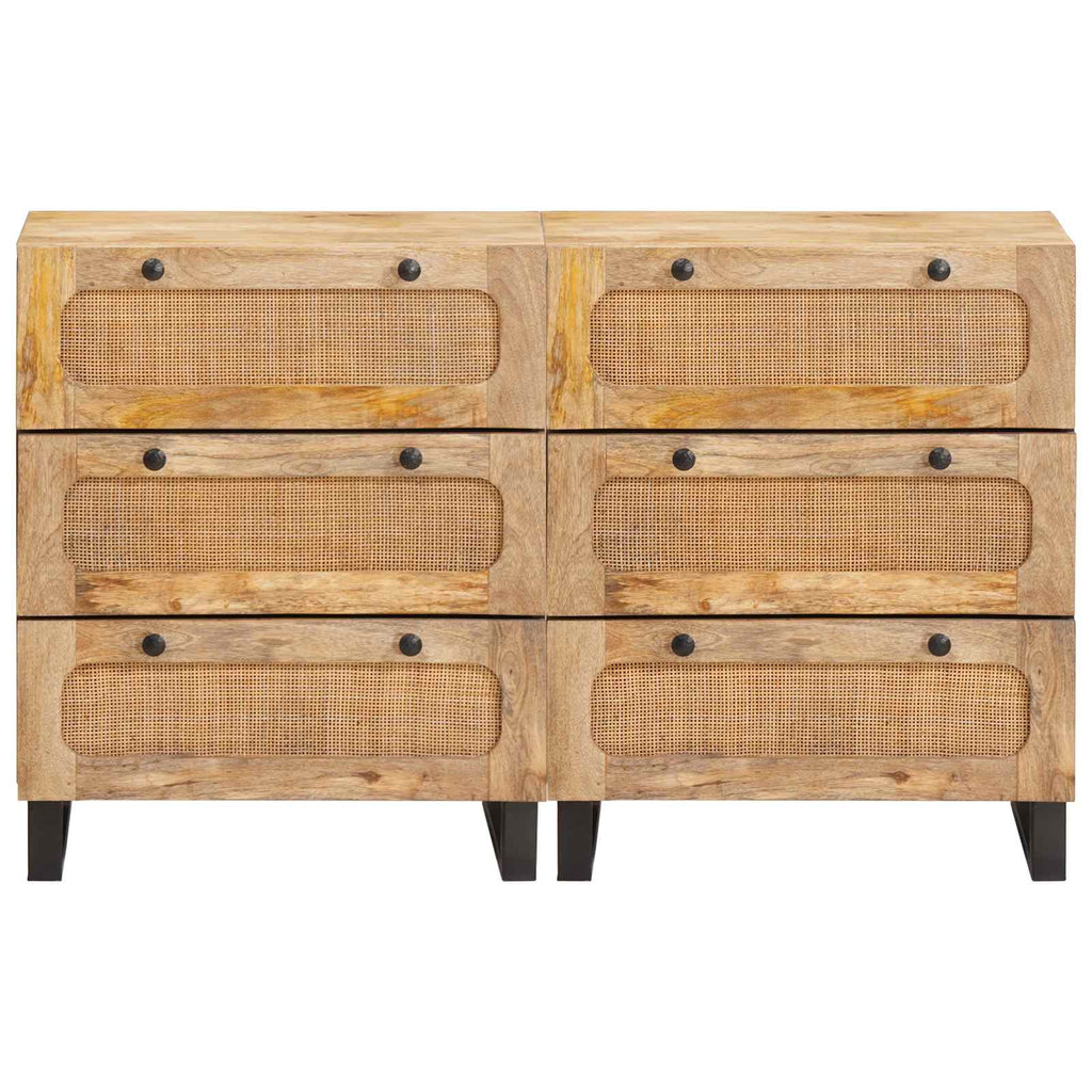 Aparador 2 pcs Marrón 60 x 33 x 75 cm Madera de mango maciza