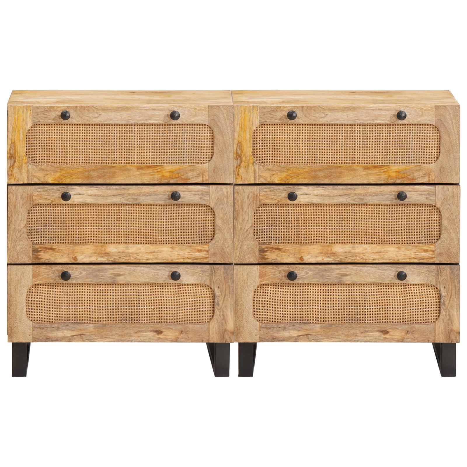 Aparador 2 pcs Marrón 60 x 33 x 75 cm Madera de mango maciza
