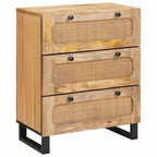 Aparador 3 pcs Marrón 180 x 33 x 75 cm Madera de mango maciza