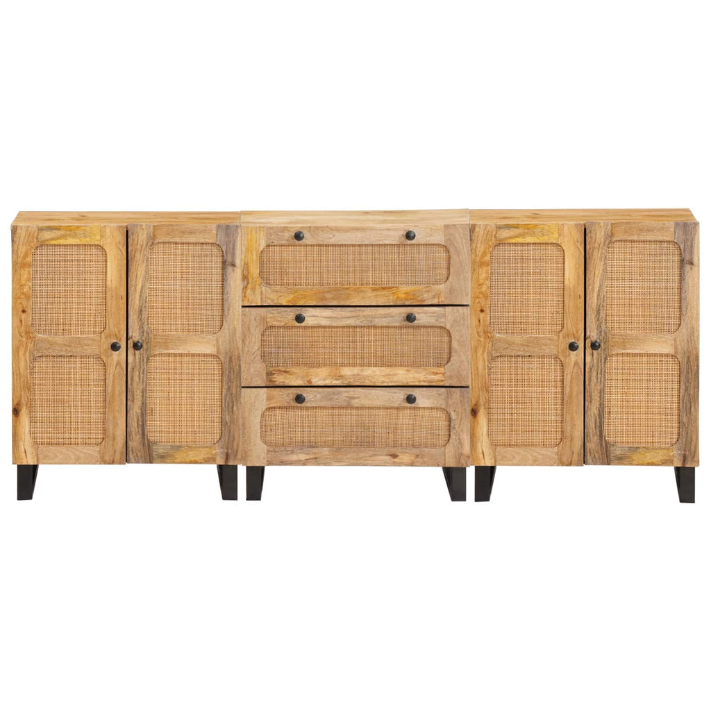 Aparador 3 pcs Marrón 180 x 33 x 75 cm Madera de mango maciza