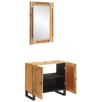 Juegos de Baño con puerta 2 pcs Marrón Madera de mango maciza