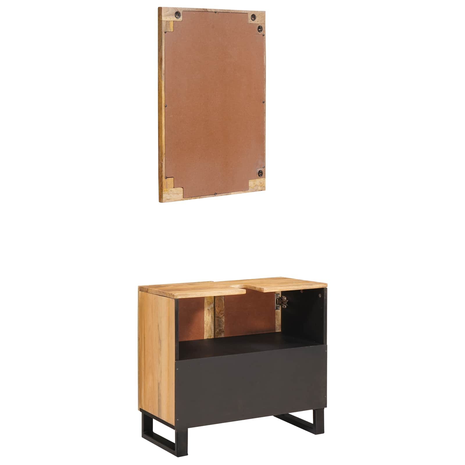 Juegos de Baño con puerta 2 pcs Marrón Madera de mango maciza