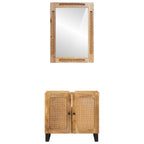 Juegos de Baño con puerta 2 pcs Marrón Madera de mango maciza