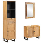 Juegos de Baño con cajón 3 pcs Natural Madera de mango maciza