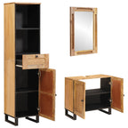 Juegos de Baño con cajón 3 pcs Natural Madera de mango maciza