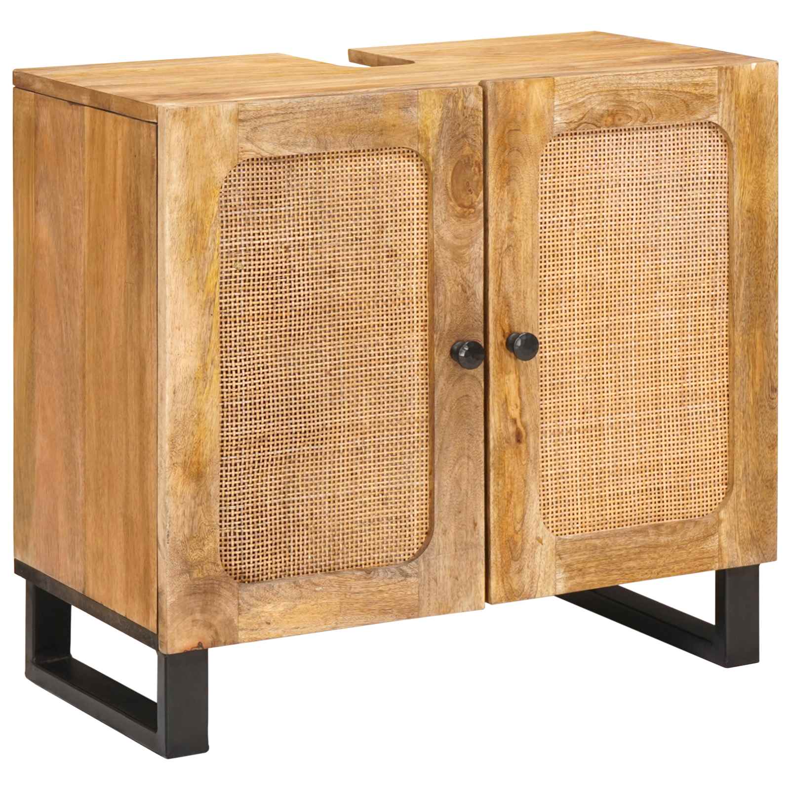 Juegos de Baño con cajón 3 pcs Natural Madera de mango maciza