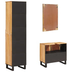 Juegos de Baño con cajón 3 pcs Natural Madera de mango maciza