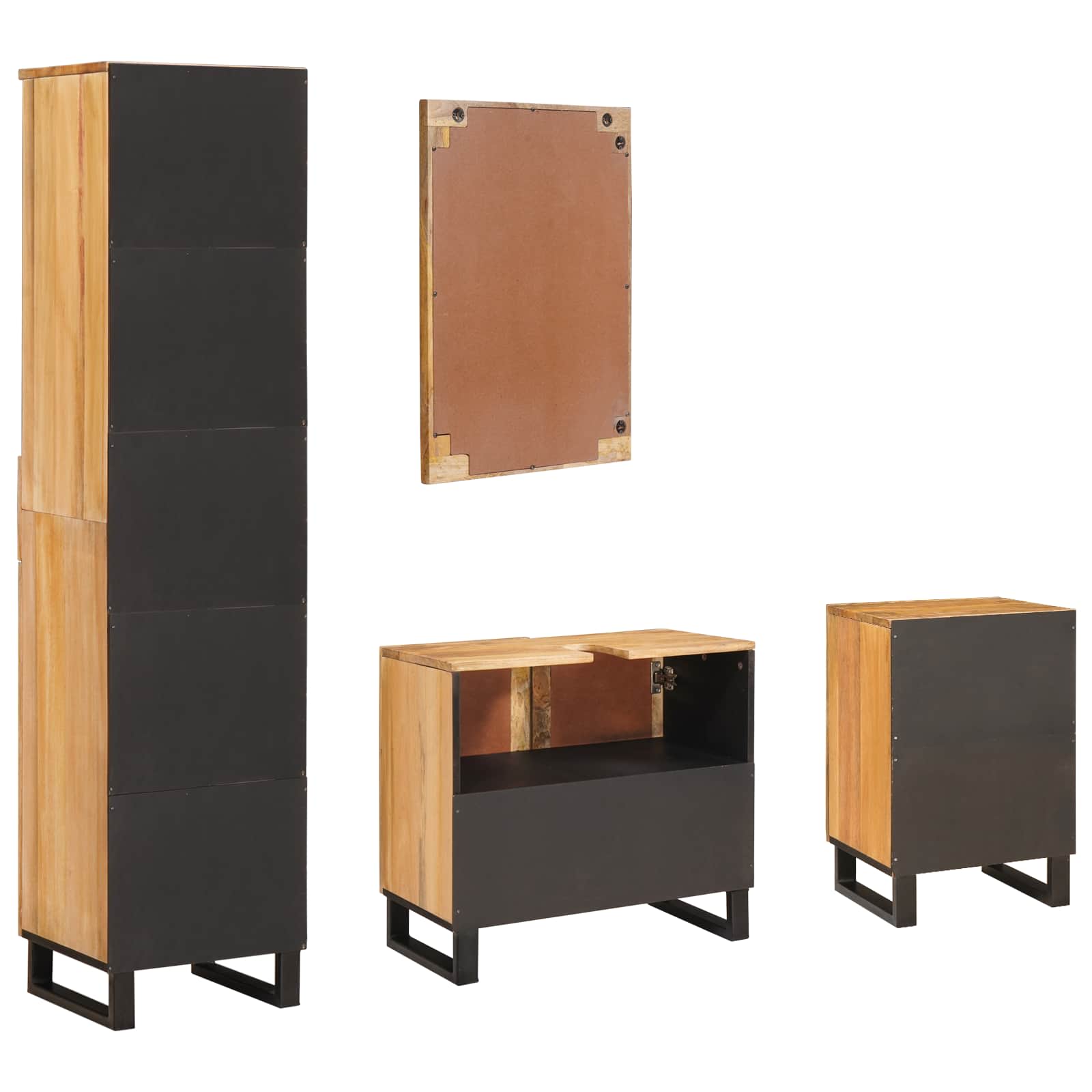 Juegos de Baño con cajón Natural Madera de mango maciza