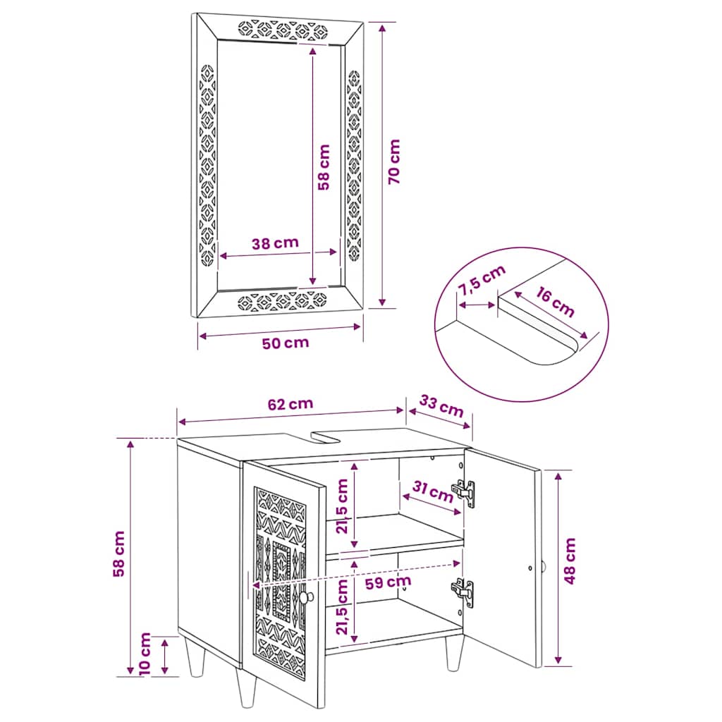 Juego de muebles de baño 2 pcs Marrón Madera de ingeniería