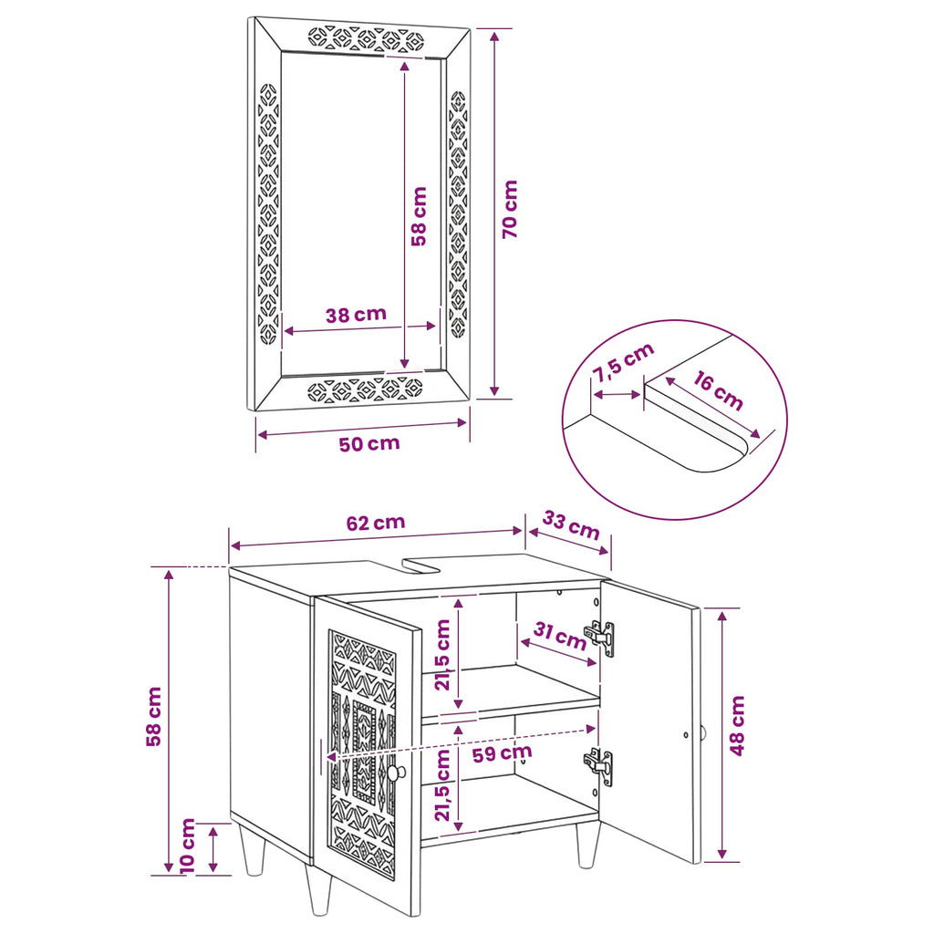 Juego de muebles de baño 2 pcs Marrón Madera de ingeniería