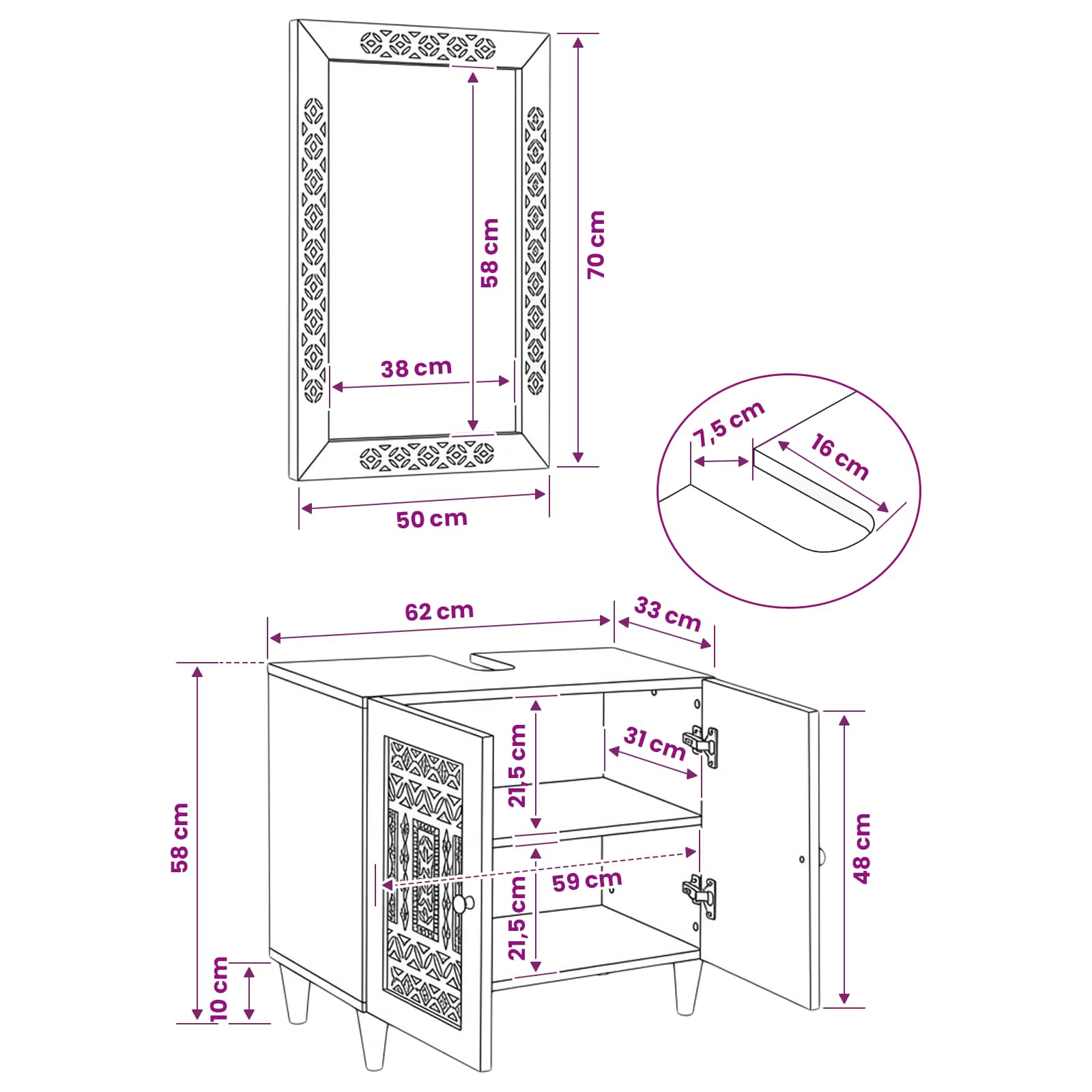 Juego de muebles de baño 2 pcs Marrón Madera de ingeniería
