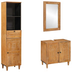 Juego de muebles de baño 3 pcs Marrón Madera de ingeniería