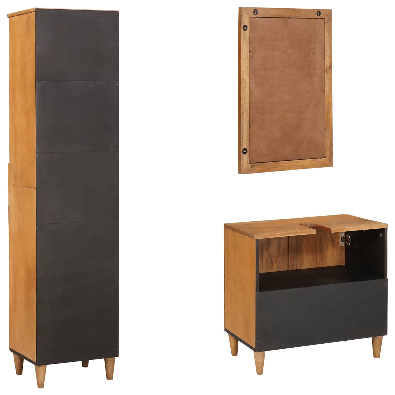 Juego de muebles de baño 3 pcs Marrón Madera de ingeniería
