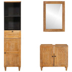 Juego de muebles de baño 3 pcs Marrón Madera de ingeniería