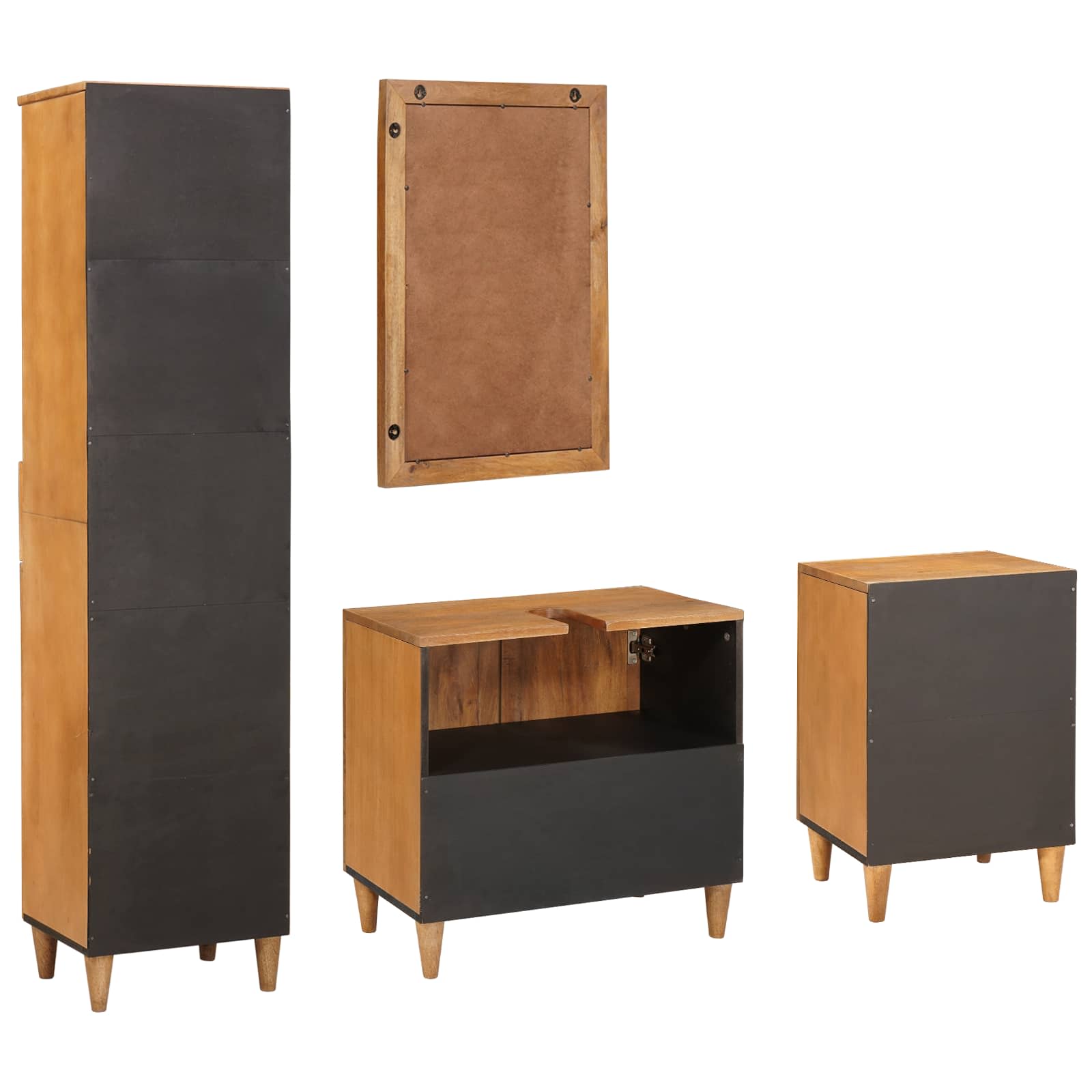 Juego de muebles de baño 4 pcs Marrón Madera de ingeniería