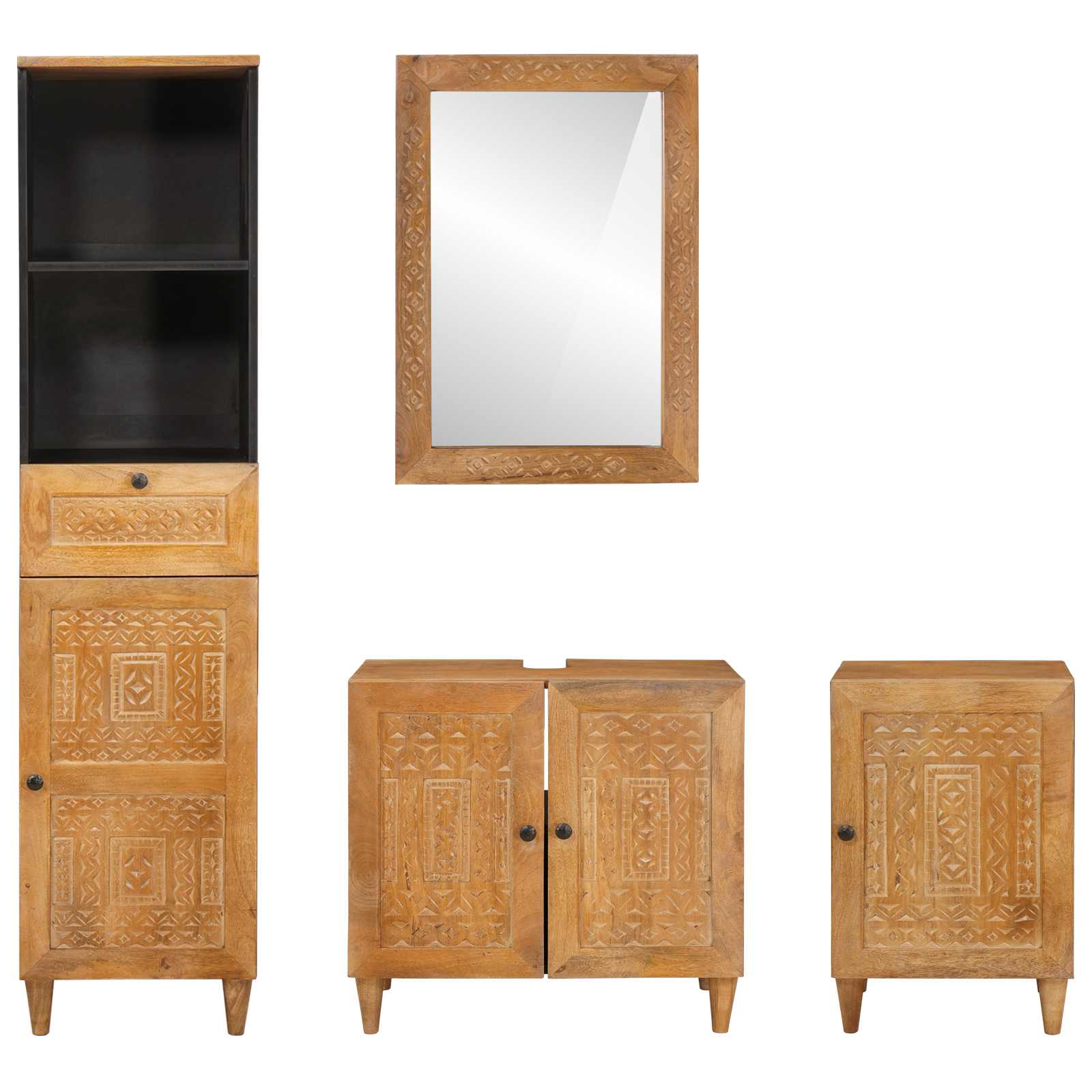 Juego de muebles de baño 4 pcs Marrón Madera de ingeniería