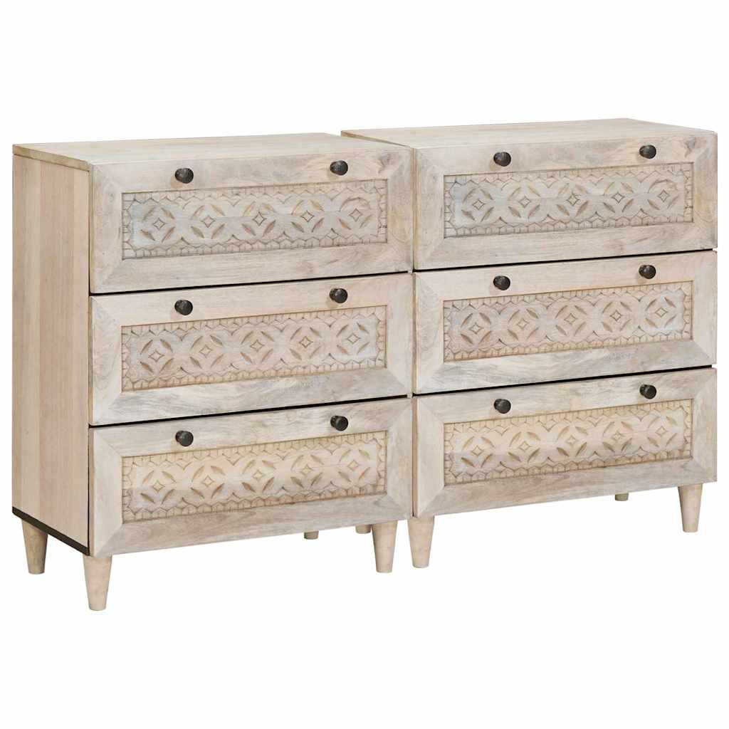 Vitrina 2 pcs Blanco 120 x 33,5 x 75 cm madera maciza de mango